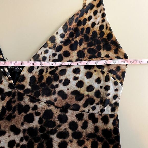 NWT Pretty Little Things Leopard Mesh Lined V Neck Slip Cami Mini Cocktail Dress - Picture 7 of 7
